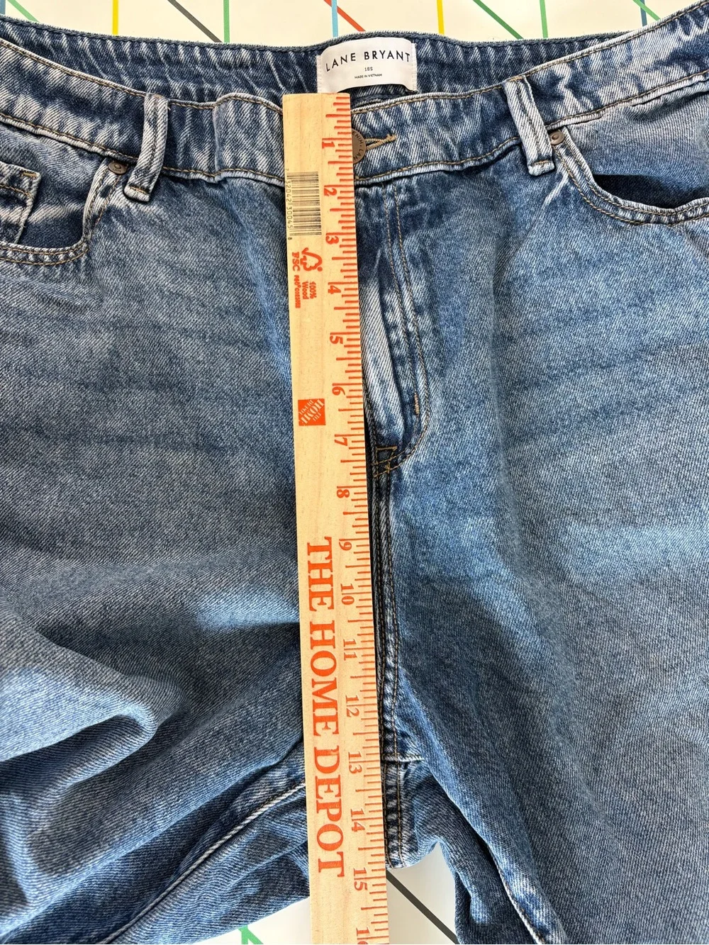 Lane Bryant Denim Wide Leg Jeans Size 18S Medium Blue Wash Clean Girl Minimalist - Picture 8 of 10